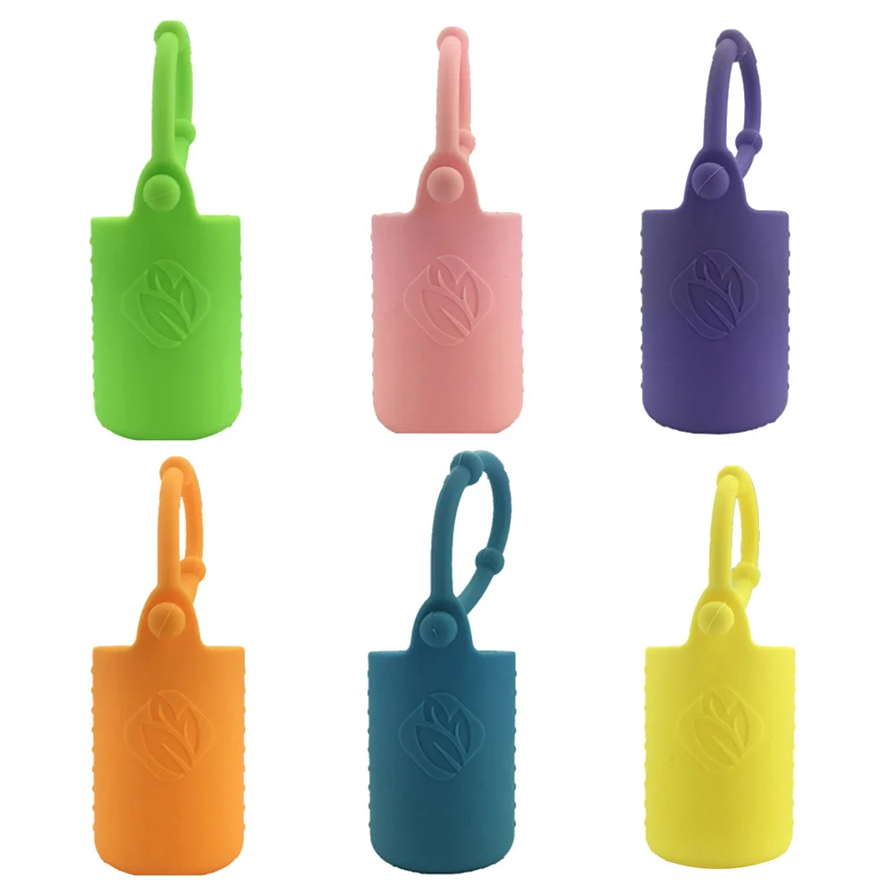 Funda de silicona para botella con rodillo, Protector de aceite esencial, Estuche de transporte, correa flexible, cubierta ajustable para botellas de 15ml, 6 uds.