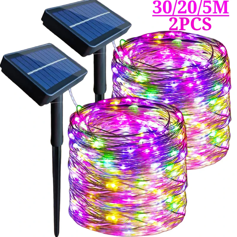 Christmas Outdoor Solar String Lights 300LED Solar Fairy Lights IP65 Waterproof Xmas Garland Decoration for Garden Patio Yard