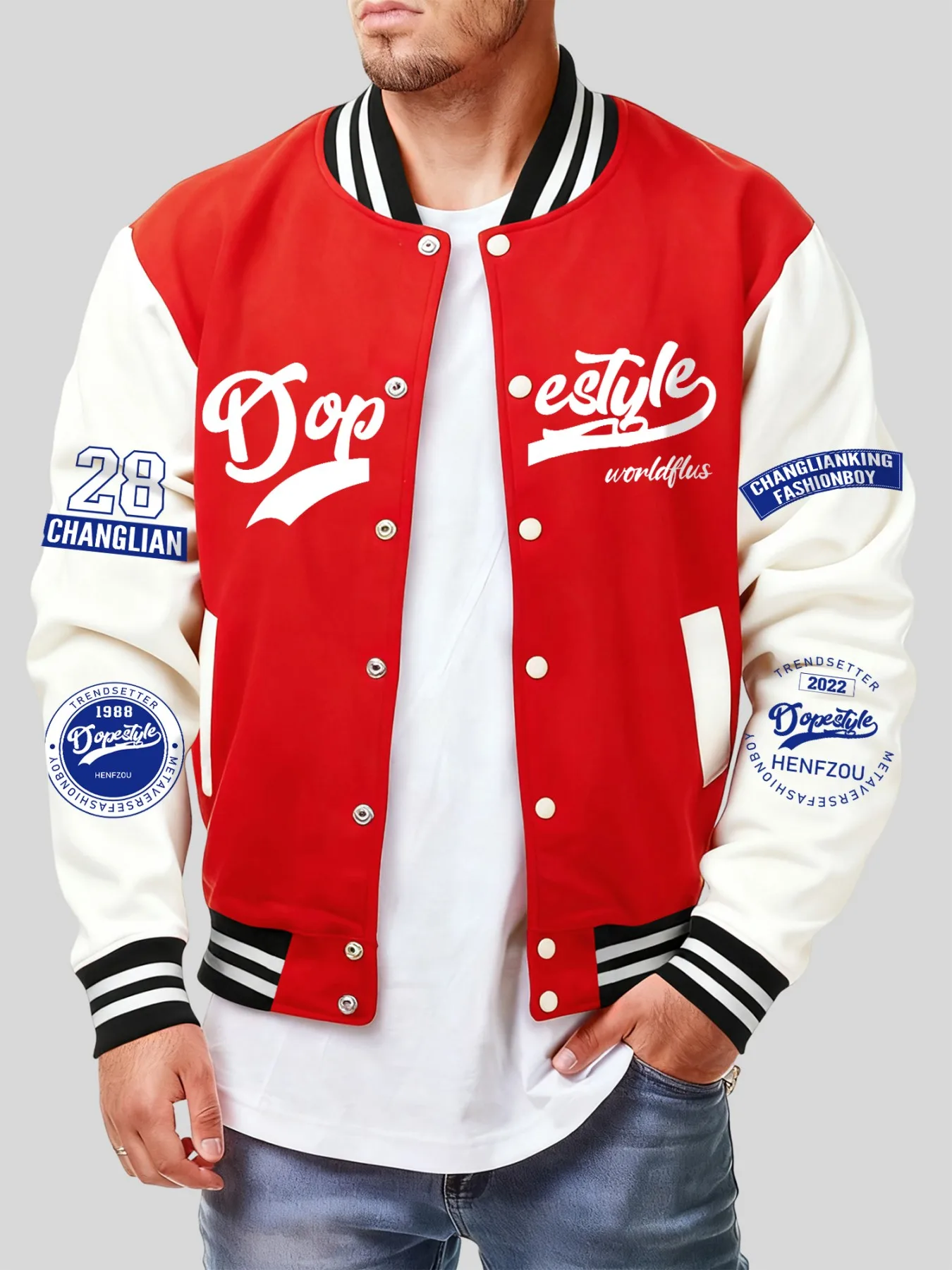 

Dopestyle Worldflus Fashion Boy Print Men Y2K Menswear Pullover Clothes Casual Pocket Baseball Jersey Multicolor Loose Jackets