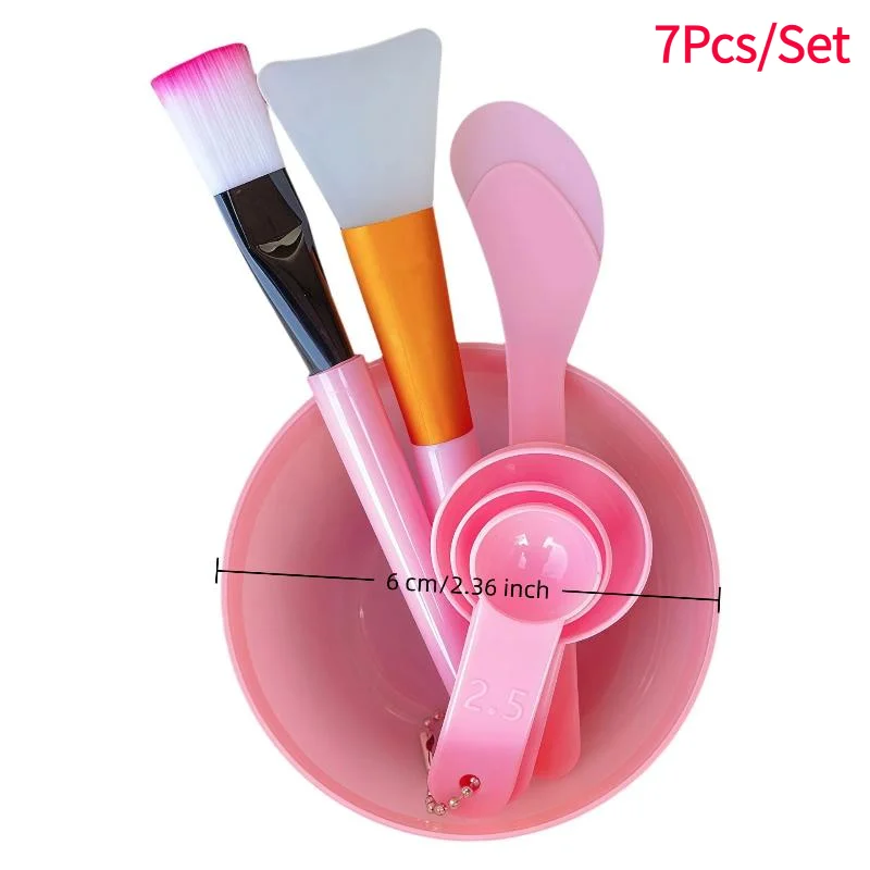 7Pcs DIY Facemask Mixing Tool Kit Face Mask Mixing Bowl Set Facial Mask Bowl Stick Spatula Silicone Soft Face Brushes Spoons.
