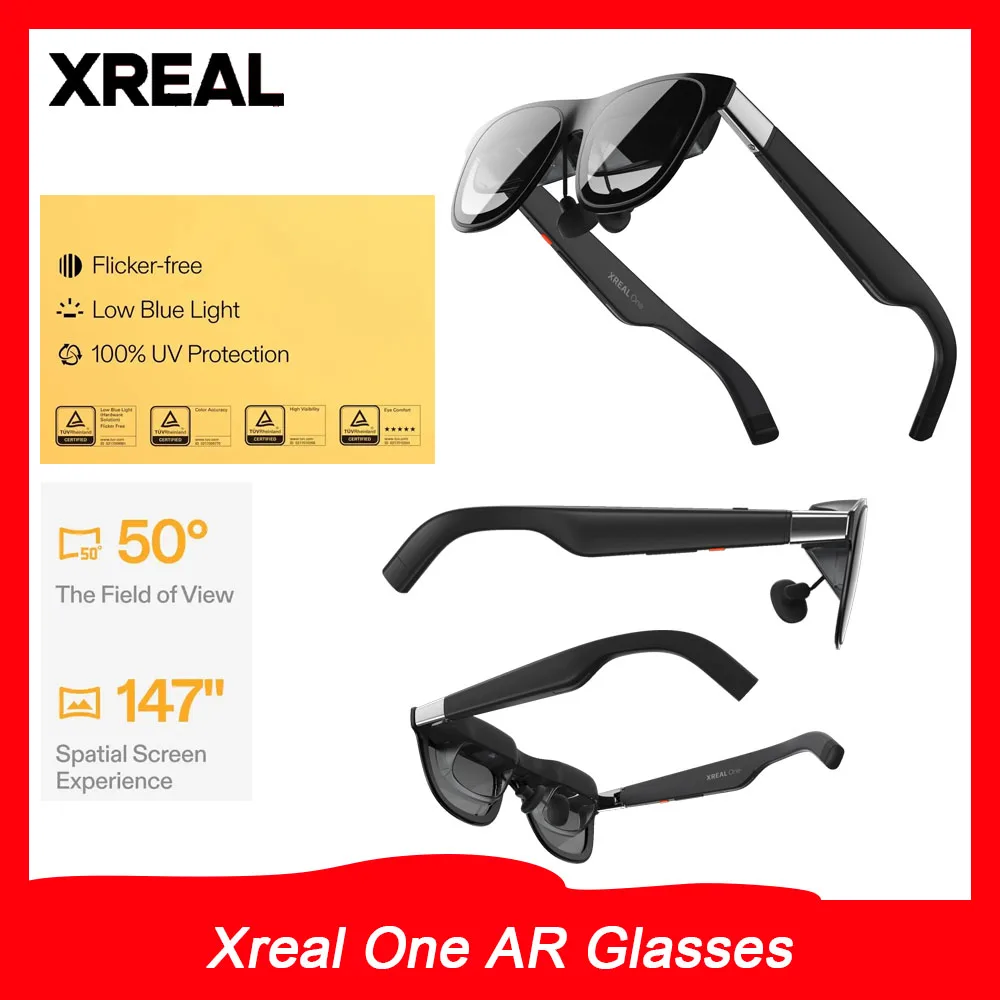 Очки Xreal One AR до 147 дюймов, частота обновления 120 Гц, устройство USB-C для подключения iPhone PS5, Xbox, коммутатора, iPad