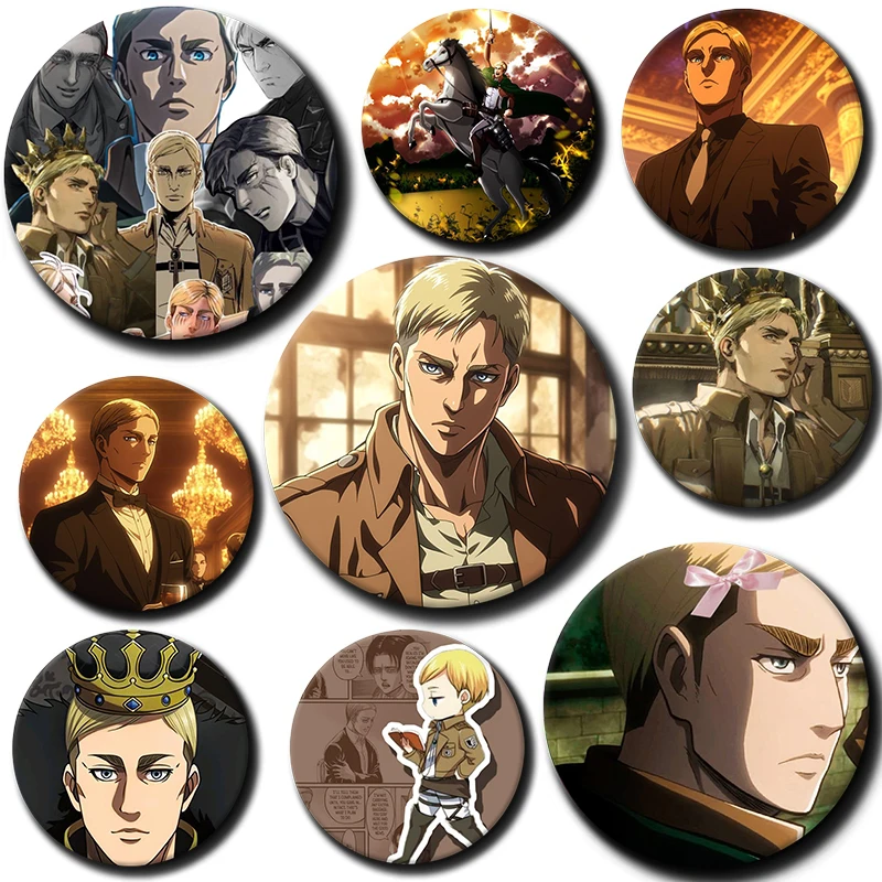 Cartoon Character Erwin Smith Soft Button Pin Anime Erwin Smith Brooch Creative Badge for Backpack Clothes Decoration Gift 58mm