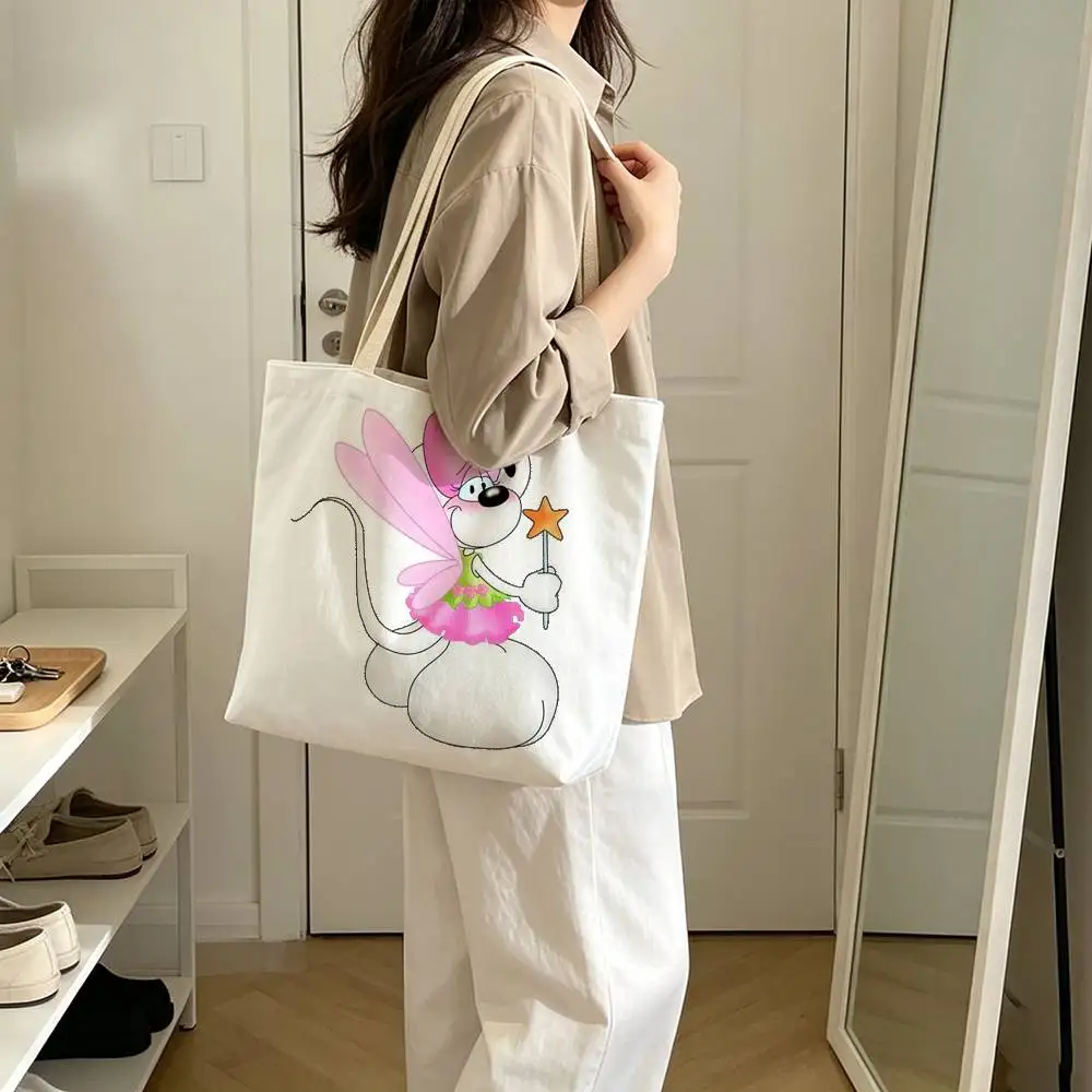 Cartoon Diddls Mouses Print Bag Eco Shopper Cotton Jute Bag Reusable Bag Foldable Reusable Sac Tissu