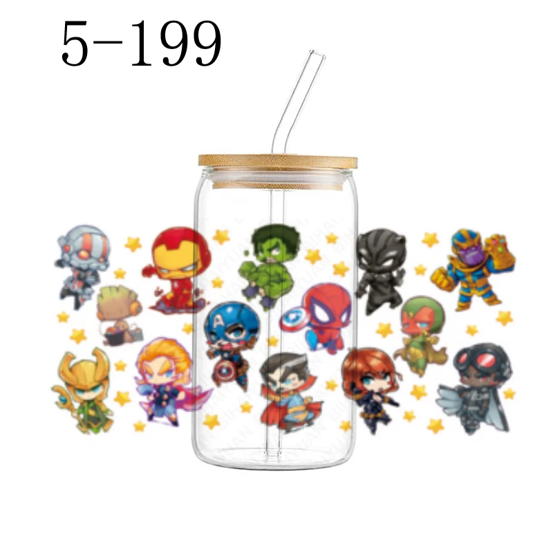 スーパーヒーロー防水ステッカー,スパイダーマン,ハルク,16オンス,dtf,パーソナライズ,UVラップ,転送,DIYロゴ,粘着性,1個