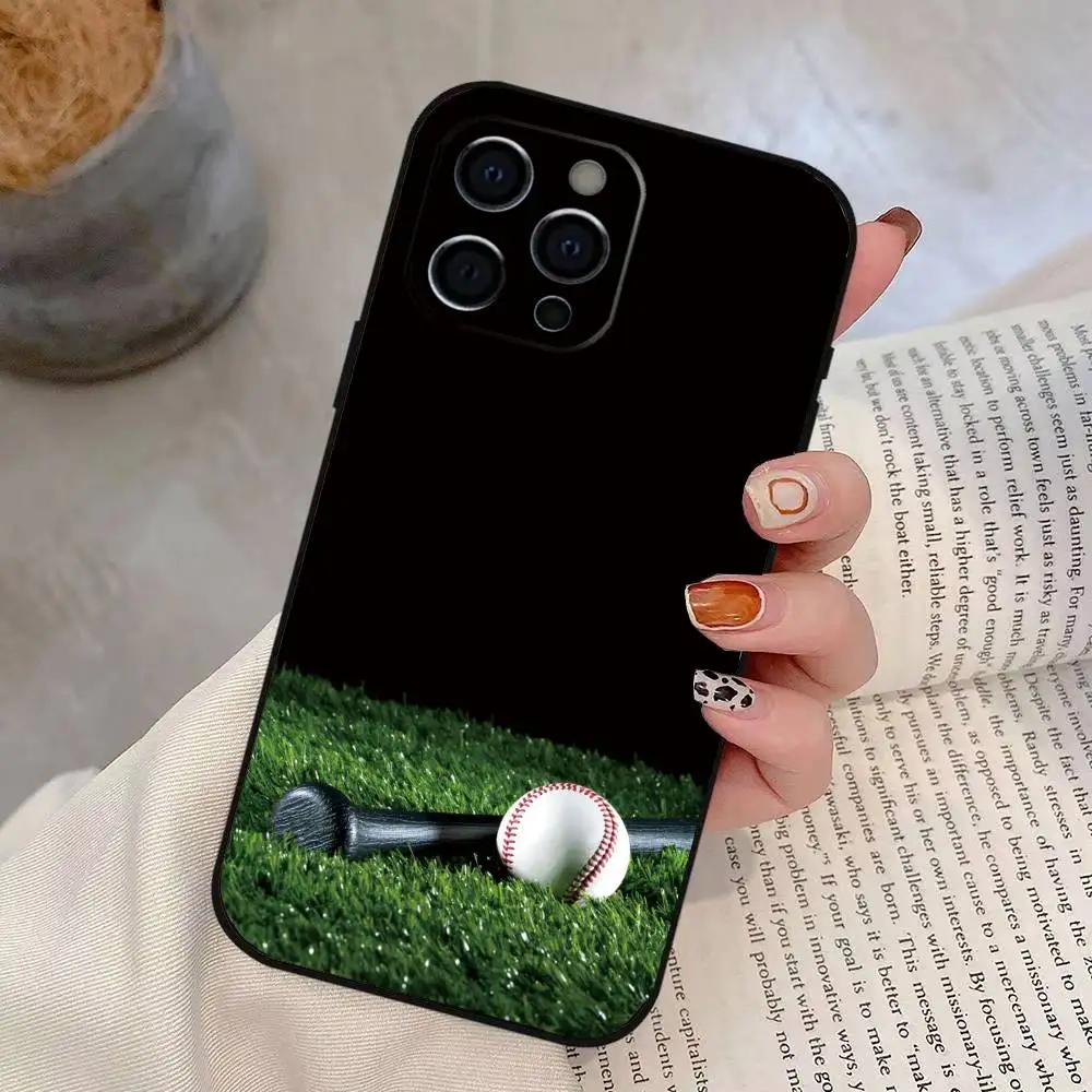 Baseball Phone Case For iPhone 17, 16,15,14,13,12,11 Plus,Pro Max, Others Soft Black Cover