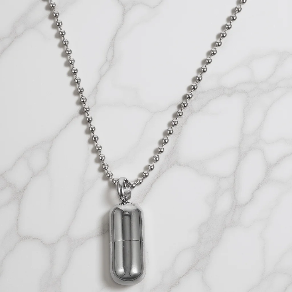 قلادة قابلة للفتح حبة القضية سحر التيتانيوم الصلب سلسلة قلادة مع قلادة المرأة سلسلة قلادة للرجال النساء المجوهرات #6