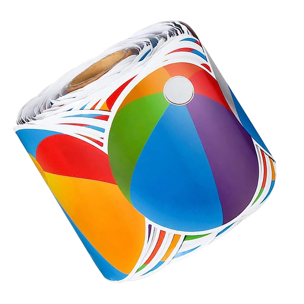 

1 Roll Colorful Beach Ball Pattern Border Sticker Blackboard Border Paper Removable Bulletin Board Trim Classroom Decoration