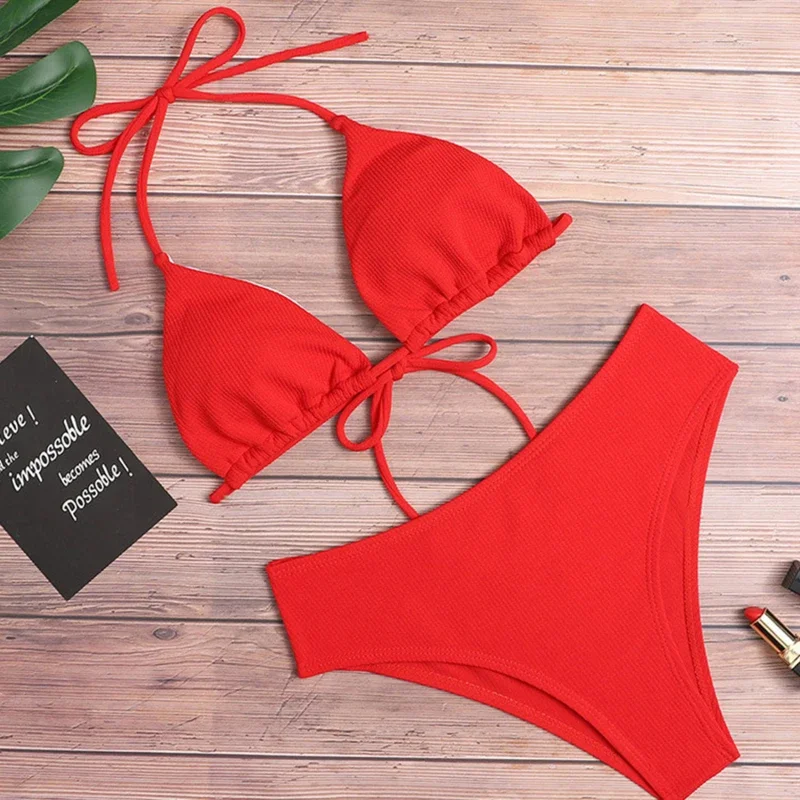 

2024 New Bikini High Waist Strapless Sexy Bikini Women Swimwear Women Beach Swimsuit Padded Bathing Suit Monokin Pure Color