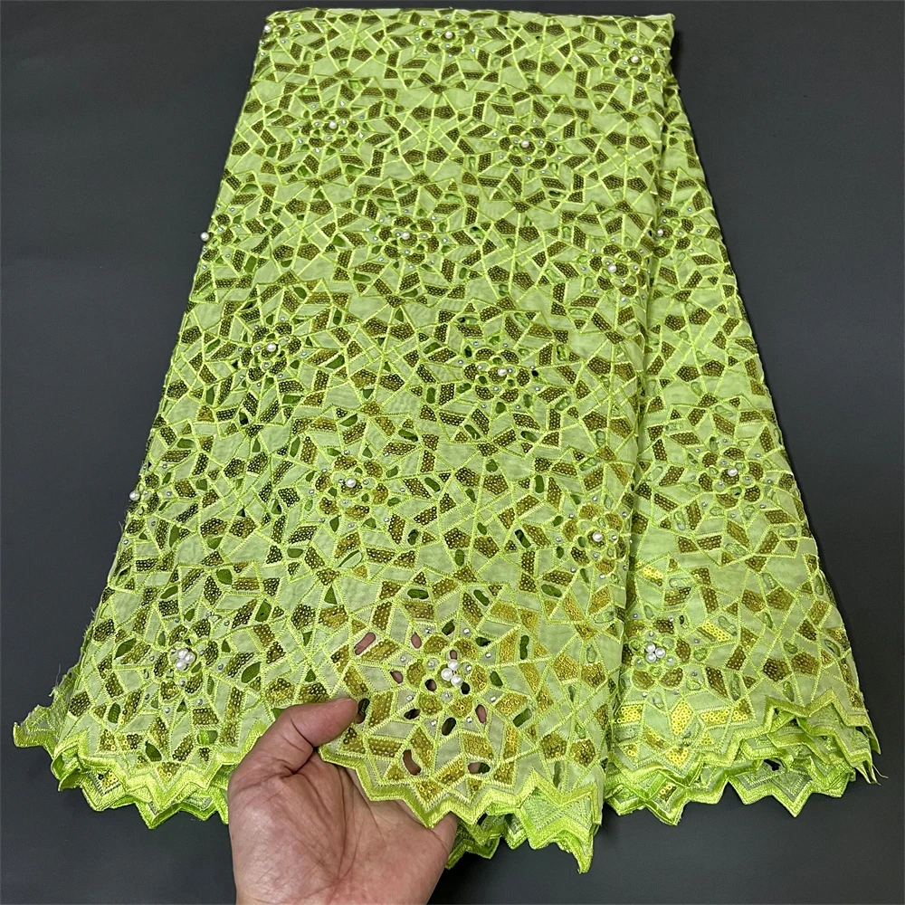 2023 African Nigerian HighQuality  For Sewing Organza Embroidery Tulle Lace Fabric Guipure Party Dress  Damask Sequins 5Yard