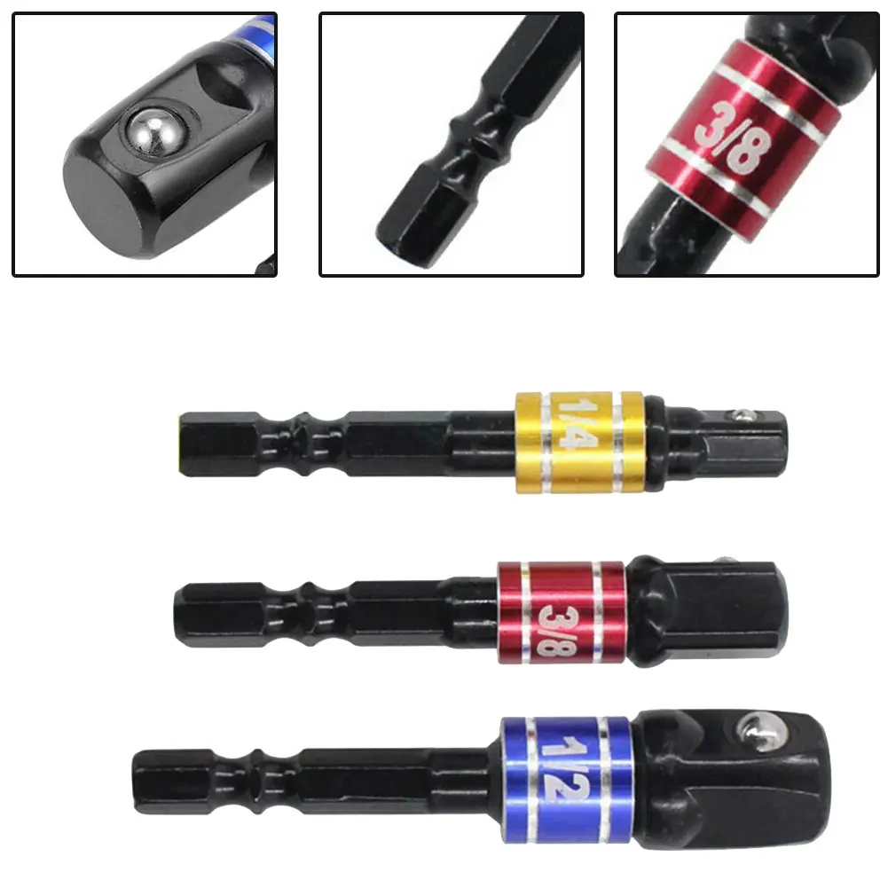 

3pcs 1 4 3 8 1 2 Hex Square Head Drill Socket Adapter Drill Extension Bar For Connecting Hex Screwdriver Power Tools Part