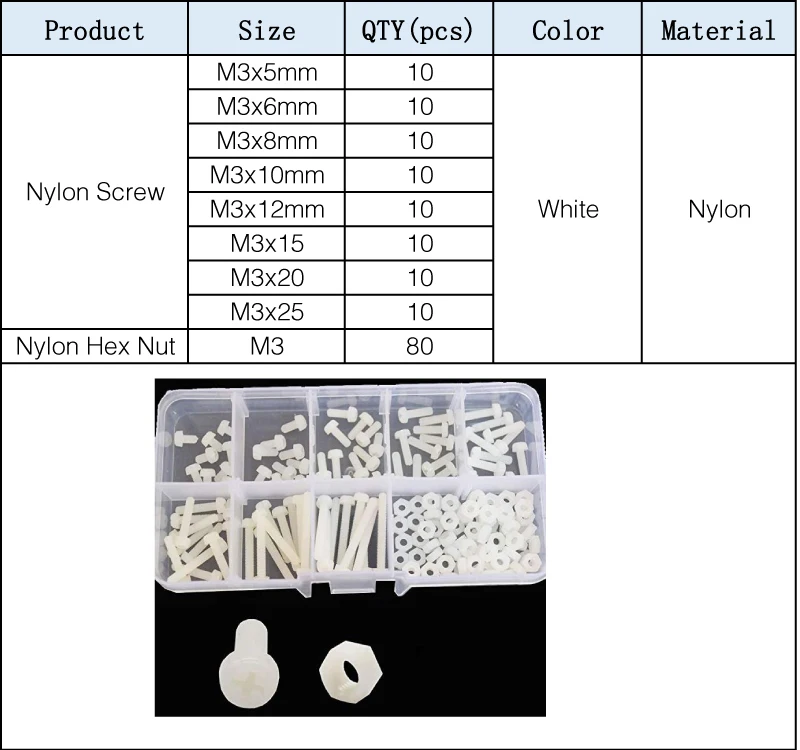 1 scatola di plastica nylon esagonale esagonale distanziatore