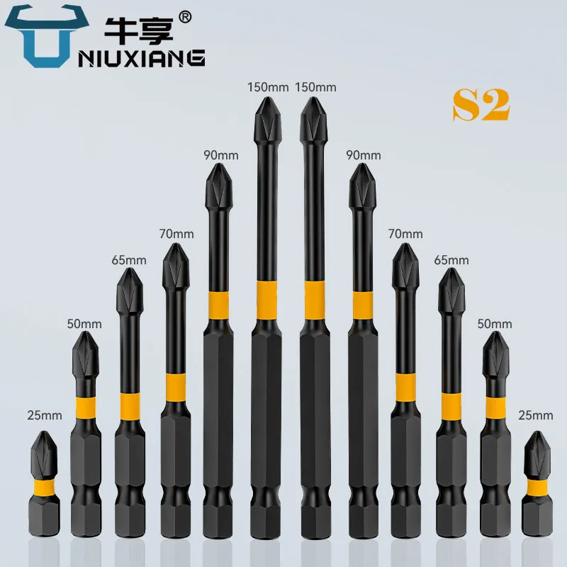 Non-Slip Impact Batch Head Strong Magnetic Cross High Torque Hardness Screw 25/50/65/70/90mm Waterproof Ph2 Screwdriver Bits Set