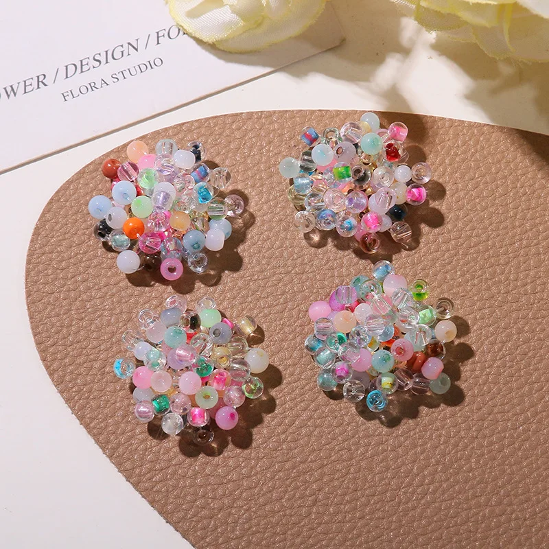 Colorful Glass Beads Cluster Flower Sewing Button 4pcs Wholesale DIY Hole Shoes Embellishment Decoration Accessory Finding