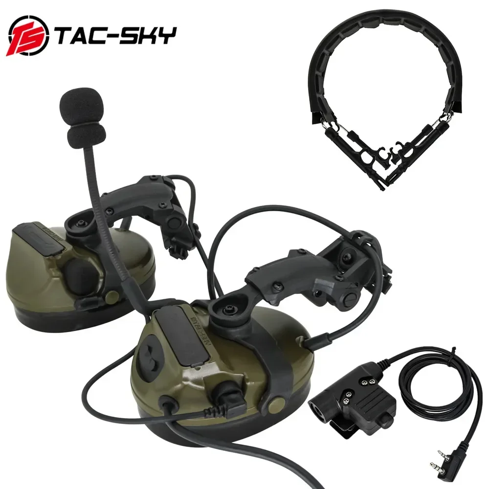 

TAC-SKY COMTA III Tactical Headset Airsoft Shooting Headphone Hunting COMTA Headset for ARC Rail Helmet with Tactical U94 Ptt