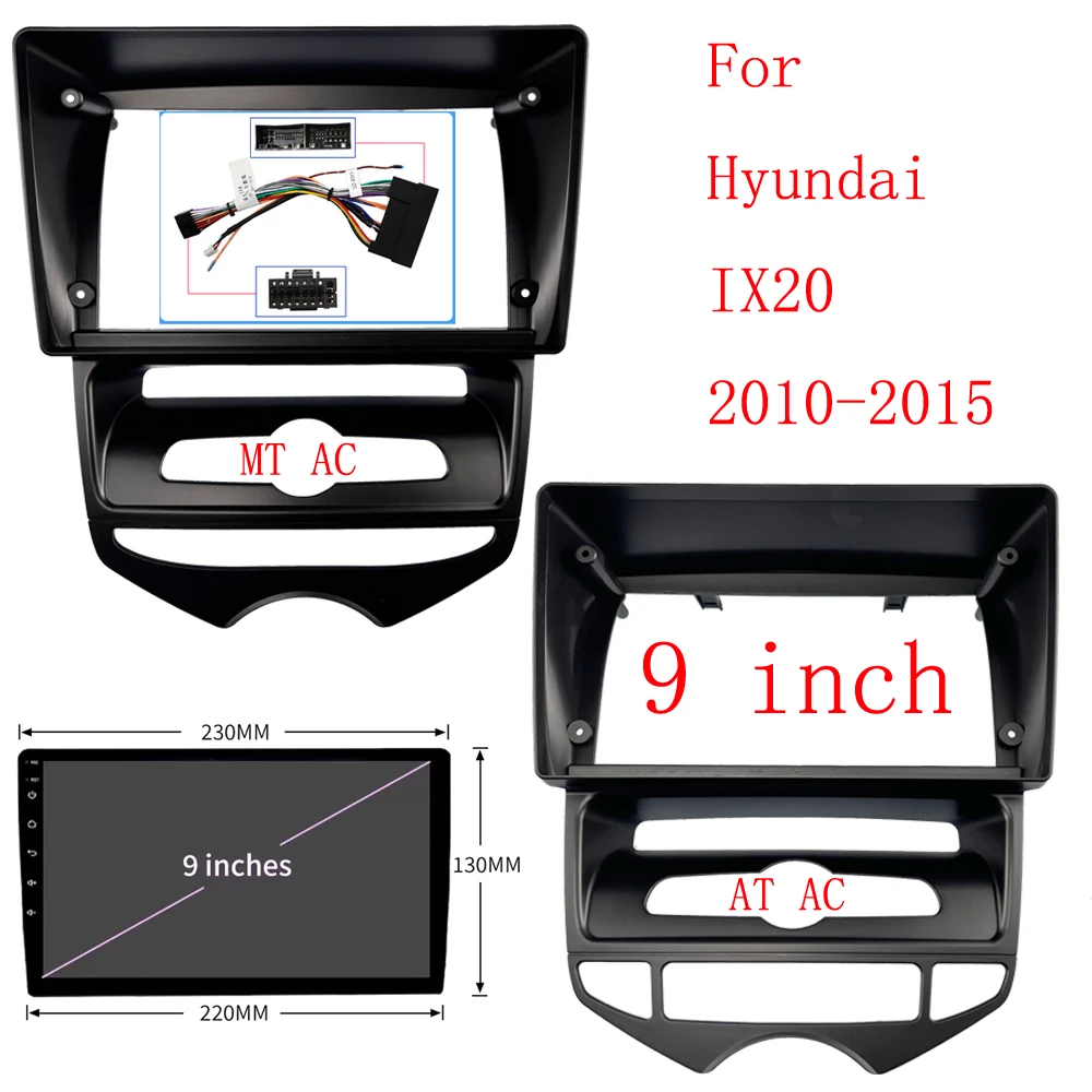 HAOCHEN 2DIN 9 Inch Car Frame Fascia Adapter Android Radio Dash Fitting Panel Kit For Hyundai IX20 2010-2015