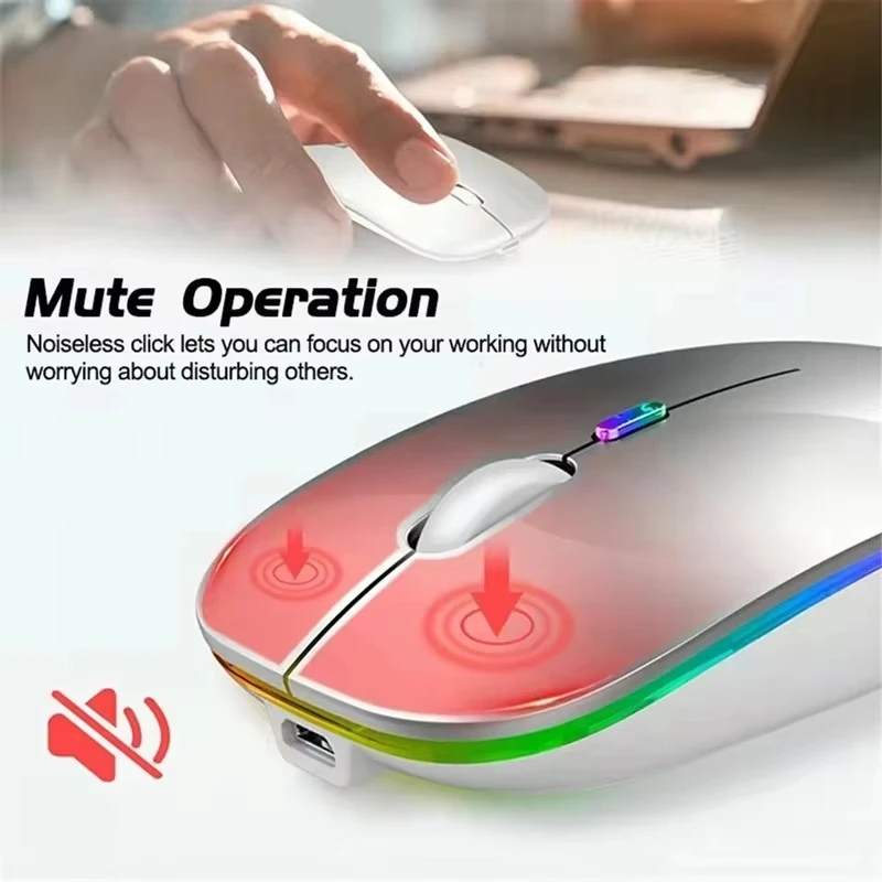 XIAOMI Bluetooth Mouse Rechargeable Dual Mode DPI Adjustable Silent Wireless Mouse Ergonomic LED Light Keyboard Household Office