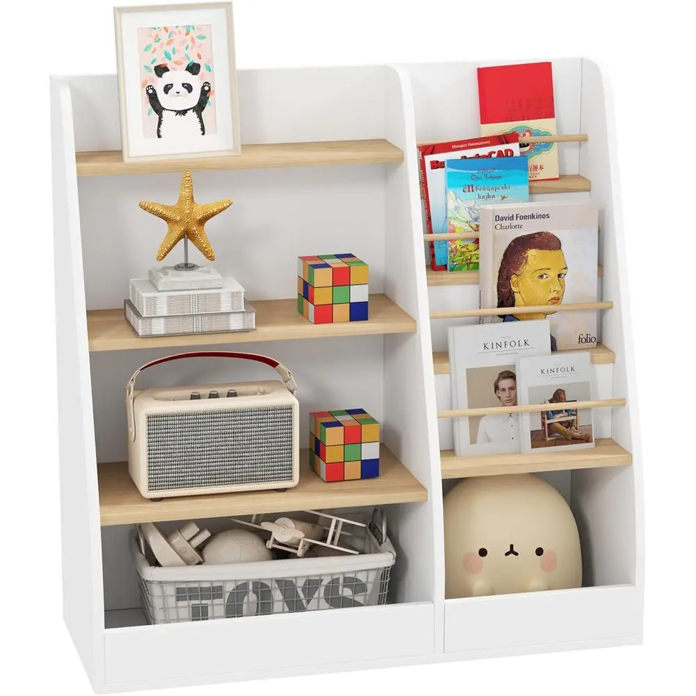 

4-Tier Bookshelf and Storage Organizer for Kids, Suitable for Living Room, Playroom, Bedroom, Nursery, Study, and Classroom