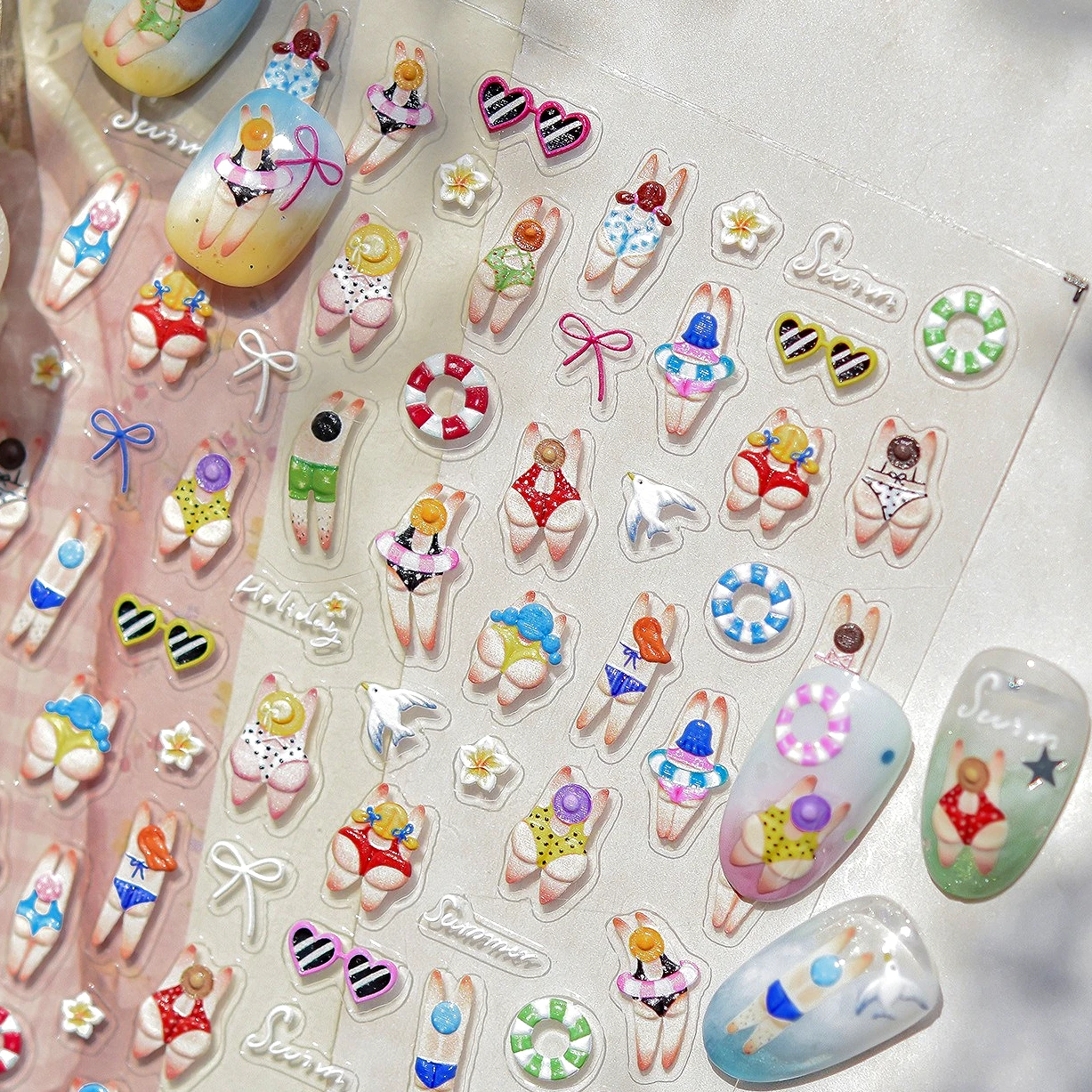 

Bikini Sunglasses Swim Flower Starfish Shell Conch Coral Koi Goldfish Jellyfish Summer Sea Beach Nail Art Stickers Tools Decals