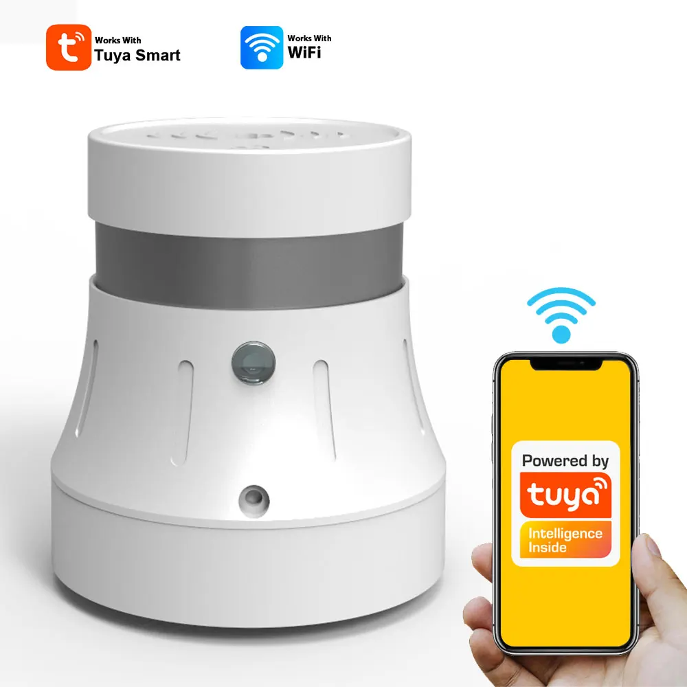 Smart Life App WiFi Smoke Sensor Fire Protection Alarm Push Sound Tuya Smarthome Smoke Detector Mini Home Security System