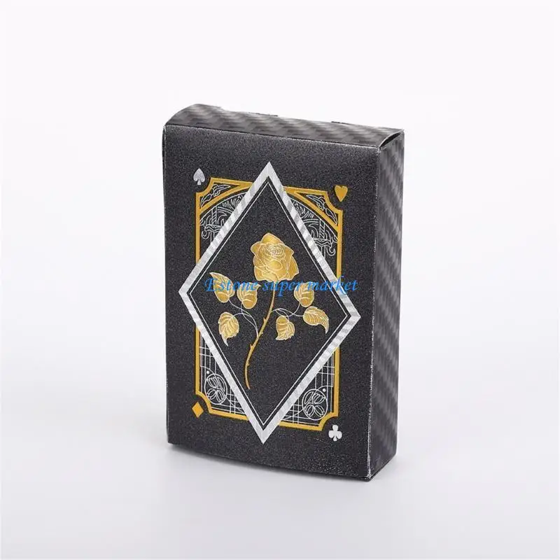 090B Elegant Black Gold Square Model Plastic Playing Cards Waterproof Party Deck Card