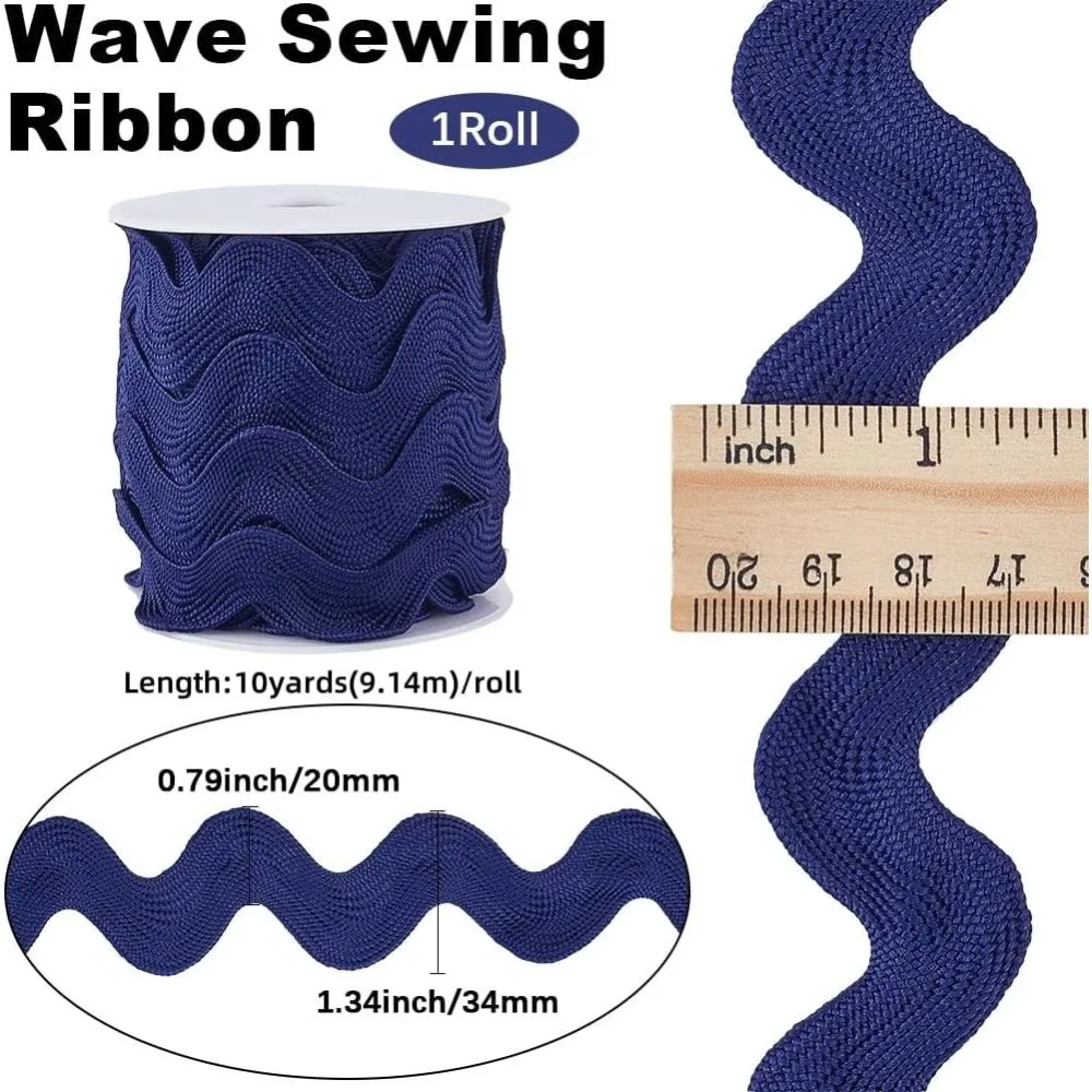 1.34 Inch Giant Rick Rack Trim Jumbo RIC Rac Ribbon Huge Rick Rack 10 Yards Christmas Zig Zag Wave Bending Fringe Trim Woven