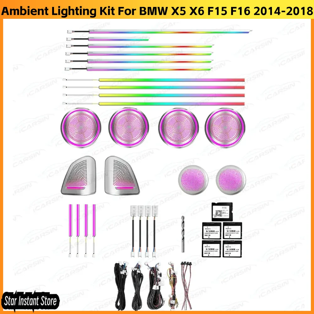 

Upgrade 256 Colors Symphony LED Car Interior Ambient Light for BMW X5 X6 F15 F16 2014-2018 Atmosphere Strip Accessories
