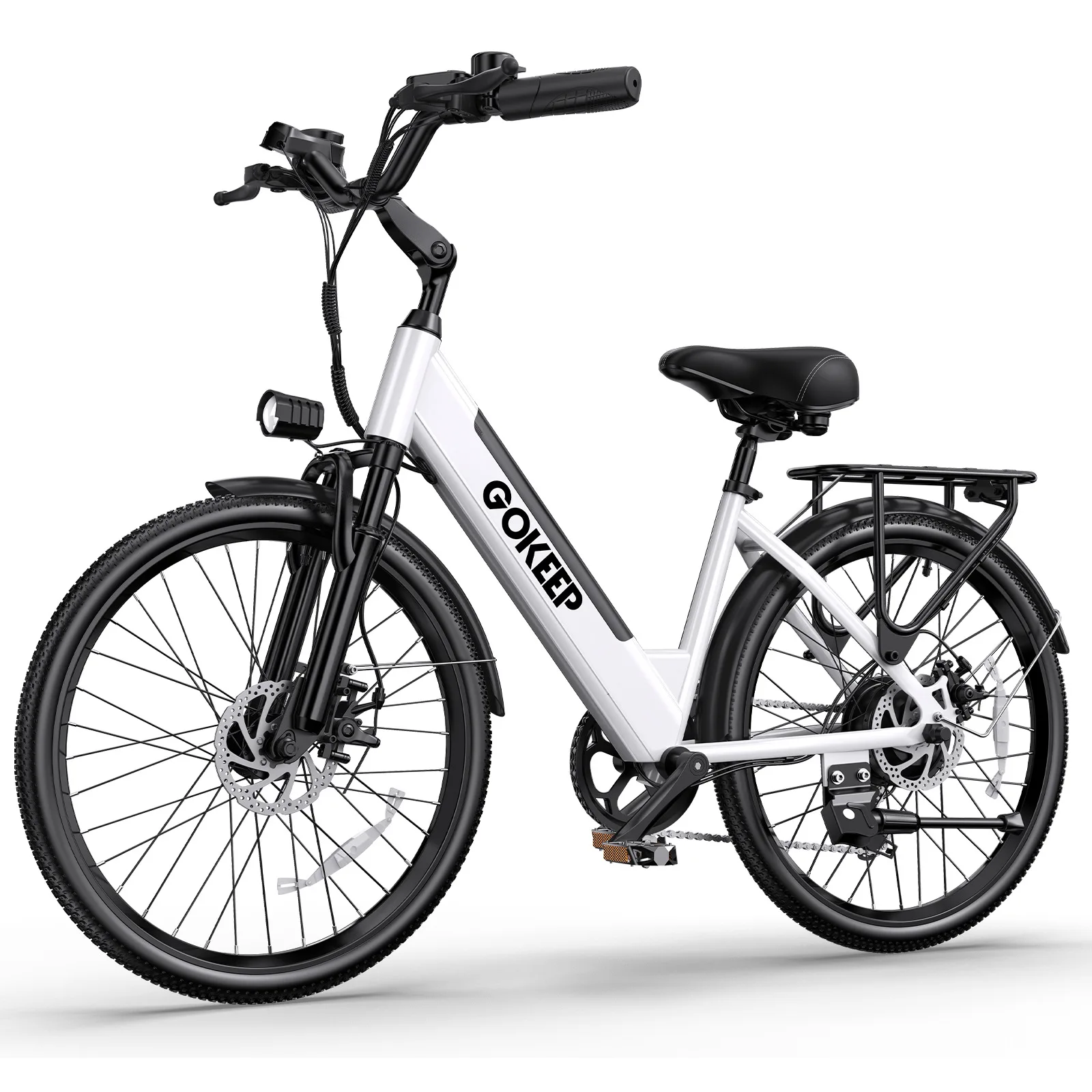 Adult City Commuter Electric Bike M6 26 Inch Wheels 600W Motor 48V 10.4Ah Battery Dual Disc Brakes Spring Fork 100KG Load