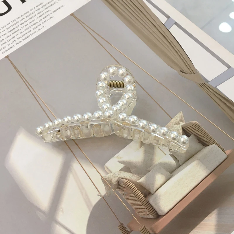 Große Perlen-Haarspange für Damen, elegante transparente Haarspange im Hai-Design für dickes Haar, Haarspangen für Mädchen, Hochzeits-Haaraccessoires – Detail 13