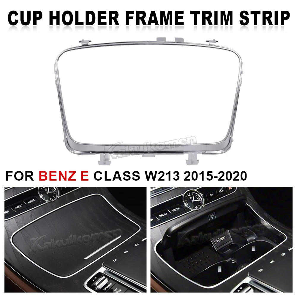 For Mercedes Benz E Class W213 2015-2020 Chrome Frame Central Armrest Water Cup Holder Trim Strip Ashtray Cover Plating Strip