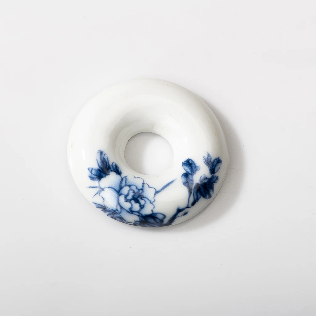 Blue And White Fish Porcelain Flower Pendant Ceramic Beads Necklace Accessories One Side Glazed Handmade Products Z055