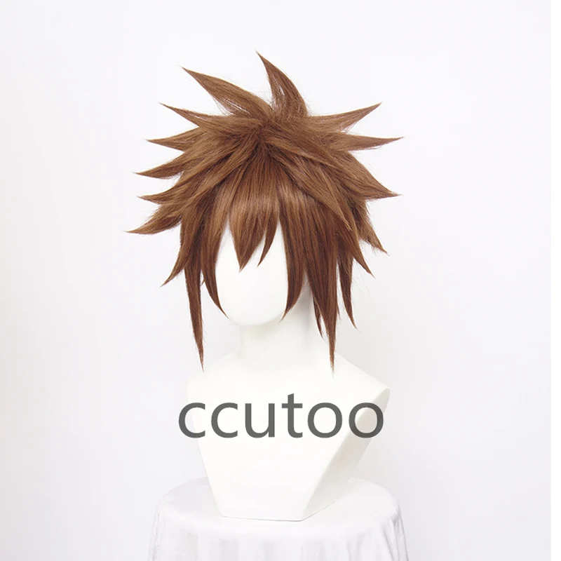 Kingdom Hearts Sora Cosplay Wig Brown Short Synthetic Hair Halloween Costume Wigs + Wig Cap