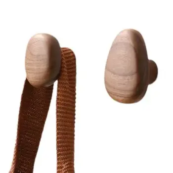 Skandinávský věšák na oblečení s masivním dřevěným úchytem, věšák na kabáty, nástěnný věšák na dveře bez děrování, věšák na oblečení, dveře skříňky ve tvaru oblázku 8 nejlepší prodej dřevěné nástěnné háčky - №7