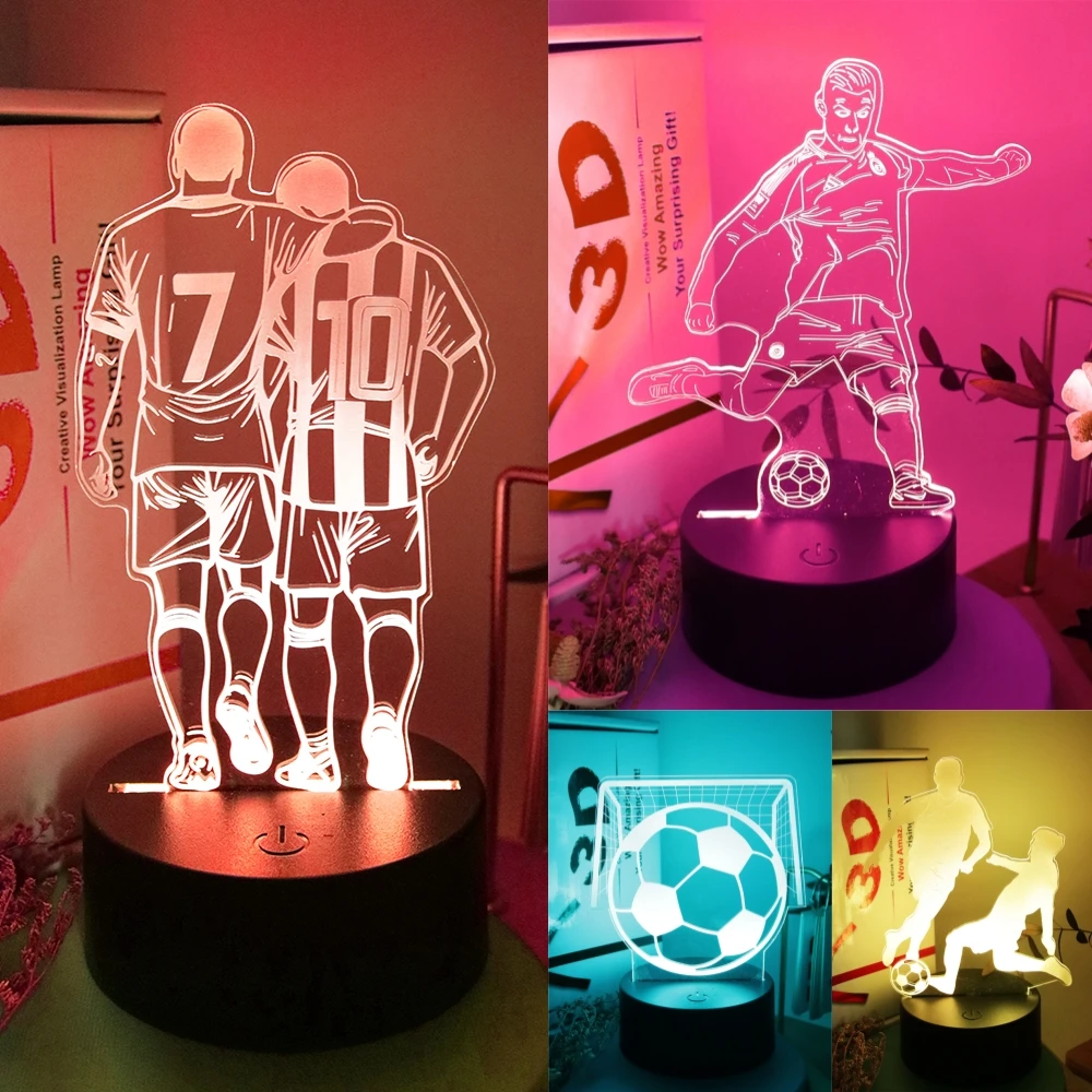 

Football Figure Night light Led 7 Colors Dimming Touch Acrylic USB Led Desk lamp For Children Home Decor Birthday Gift