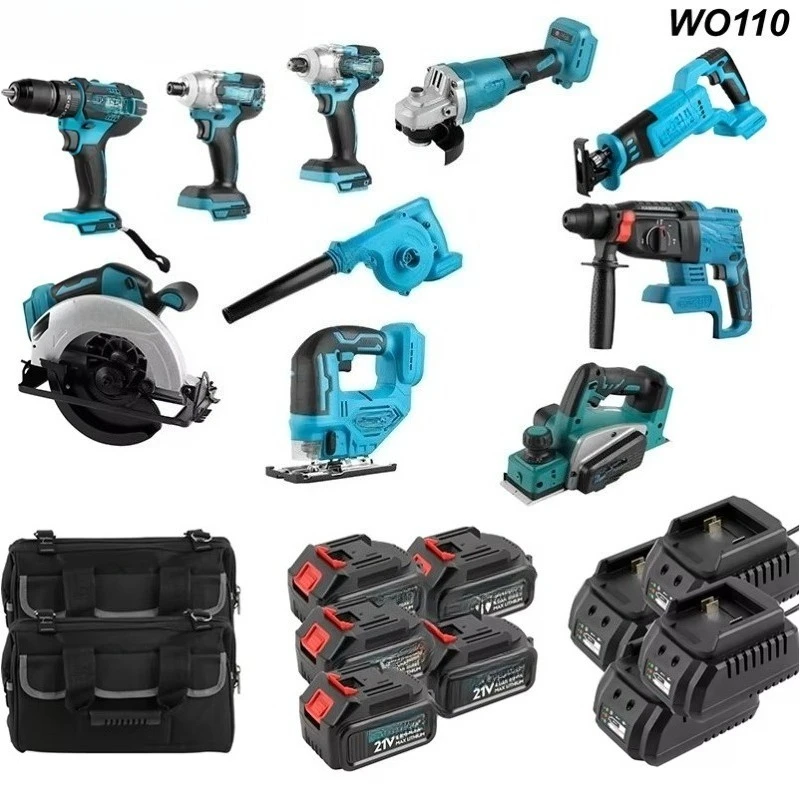 Hot Selling High Quality 20V 4.0 5.0 6.0  Brushless Cordless Handheld 12PCS Tool Set for Home Decoration