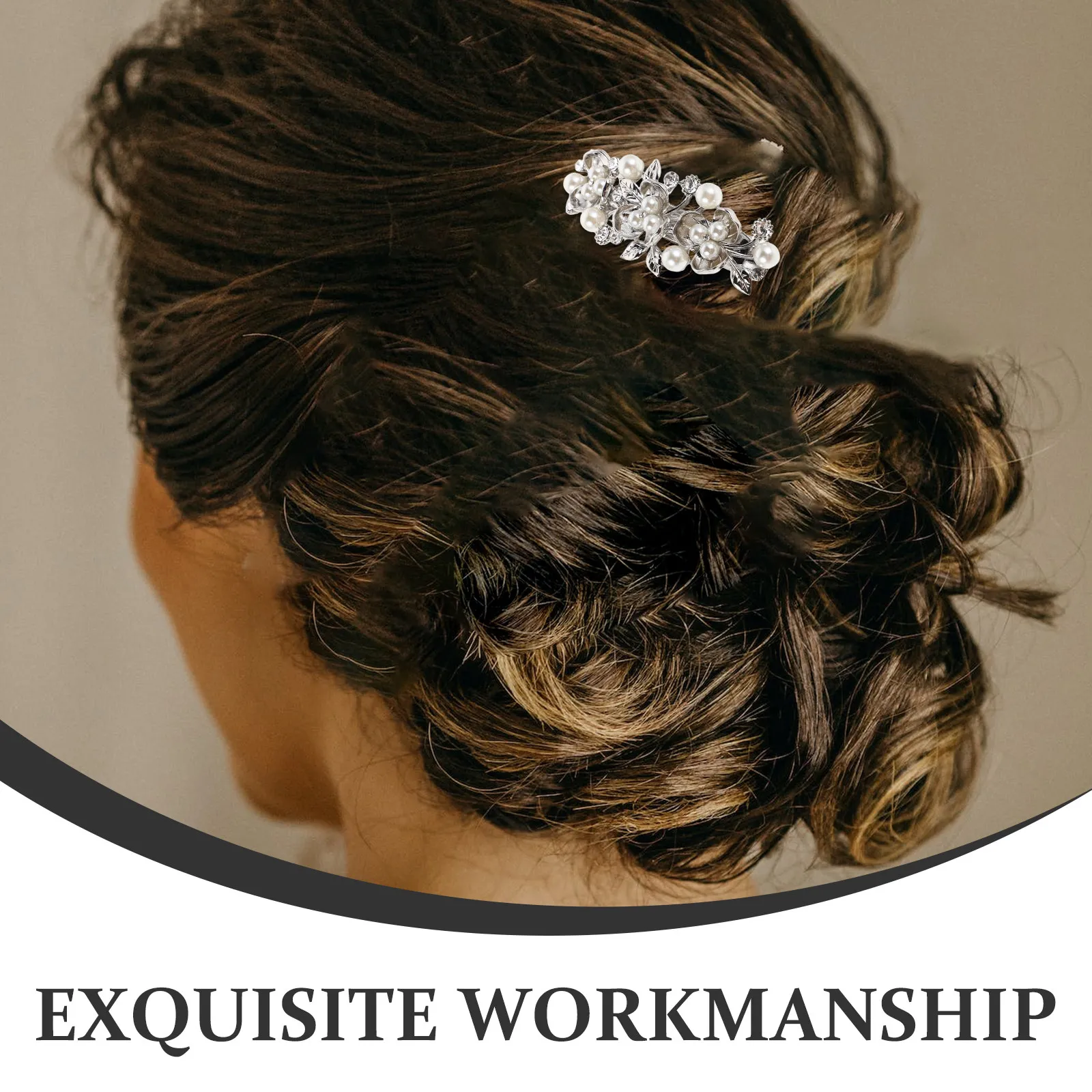 Large Metal Hair Barrette Flower Rhinestone Pearl Vintage Hair Clip for Women Bridal Wedding Formal Updo Styling Secure Hold