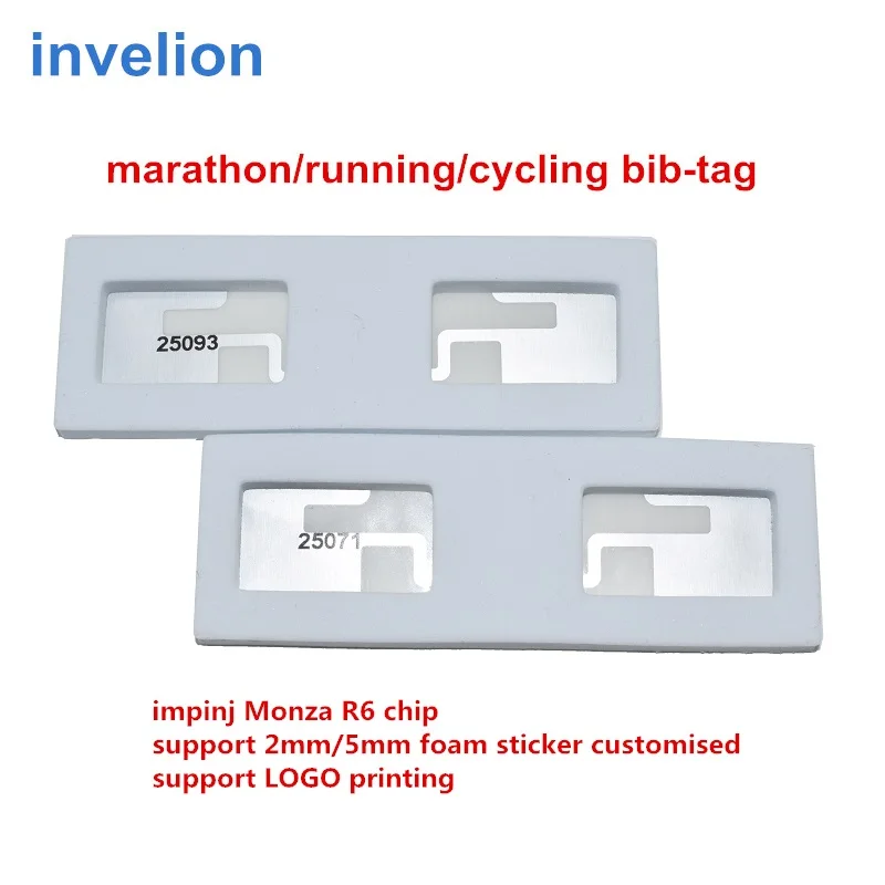 Race Transponder Timing System UHF RFID Sticker Bib-tag With Foam Impinj Monza R6 Chip High Sensitivity Serial Number Printed