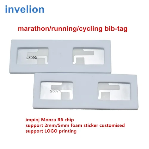 Imagen 2 del producto Sistema de sincronización de transpondedor de carreras, RFID UHF pegatina, etiqueta Babero con Chip Impinj Monza R6 de espuma, número de serie de alta sensibilidad impreso