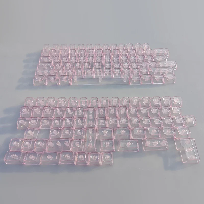 Pink SA Highly Transparent Crystal Keycaps Mechanical Keyboard 143 Keycaps 64/84/98/104