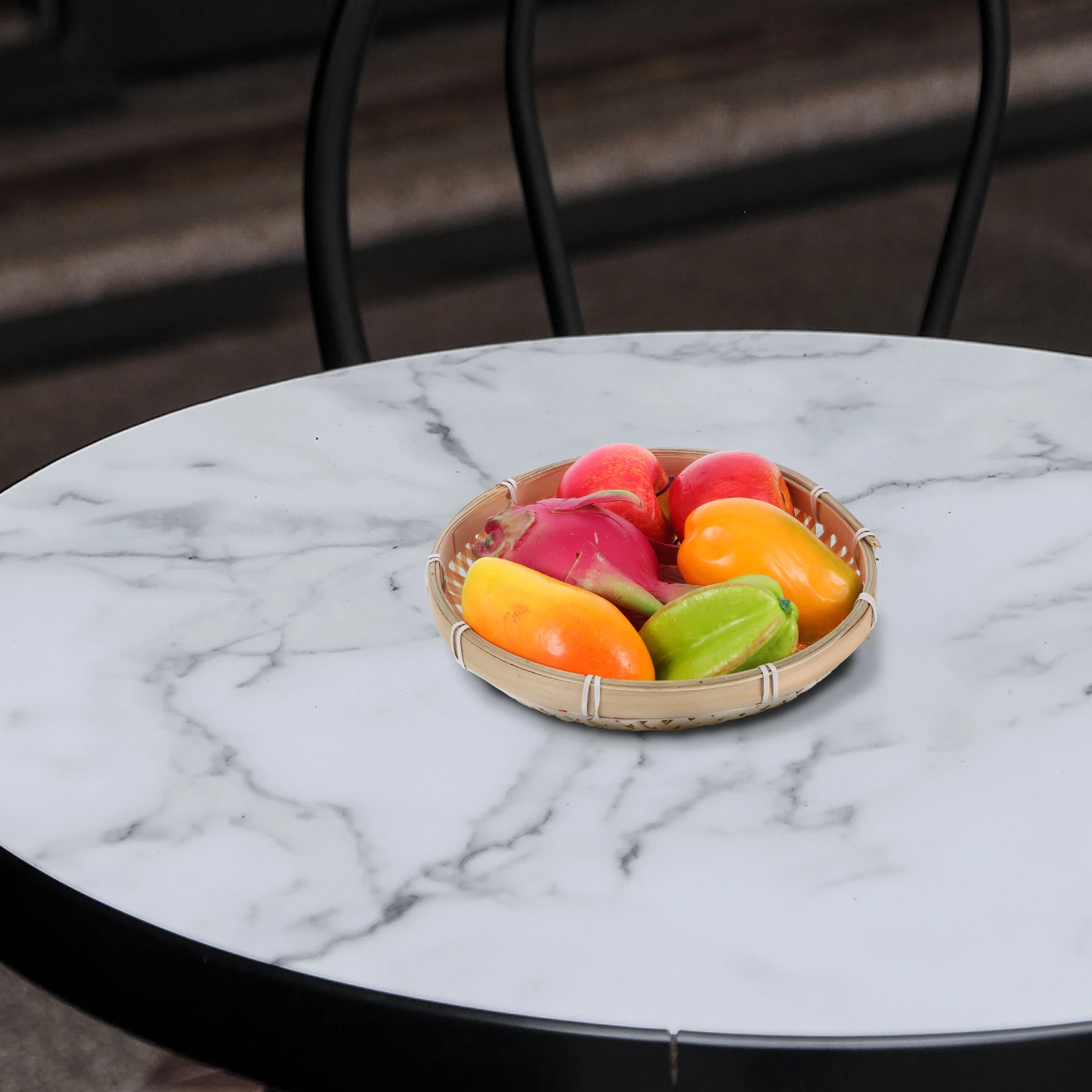 

2pcs Bamboo Storage Basket Handwoven Bread Keeper Tray Pantry Fruit Vegetable Home Organization Display Shelf Stackable