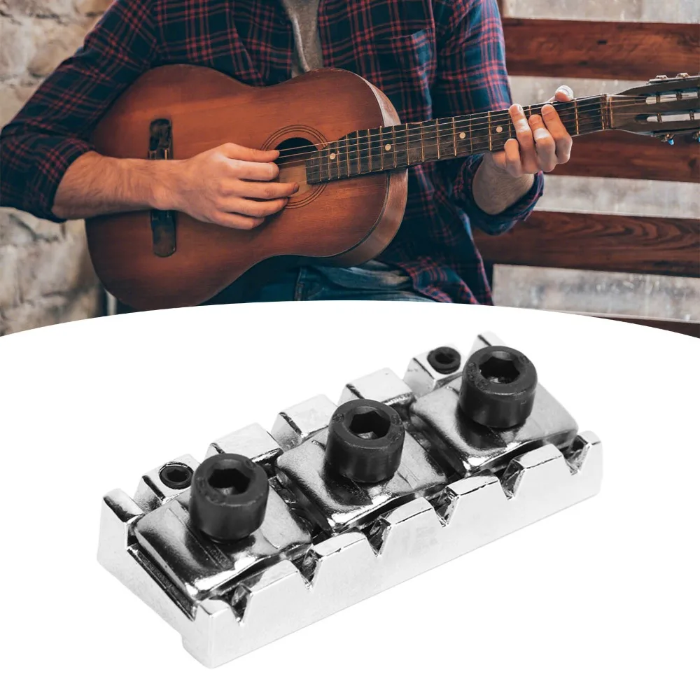 42.5mm/1.67 inch Width Electric Guitar Locking Nut Silver Metal String Locking Nut Adjustable Locking Nut Guitar Maintenance