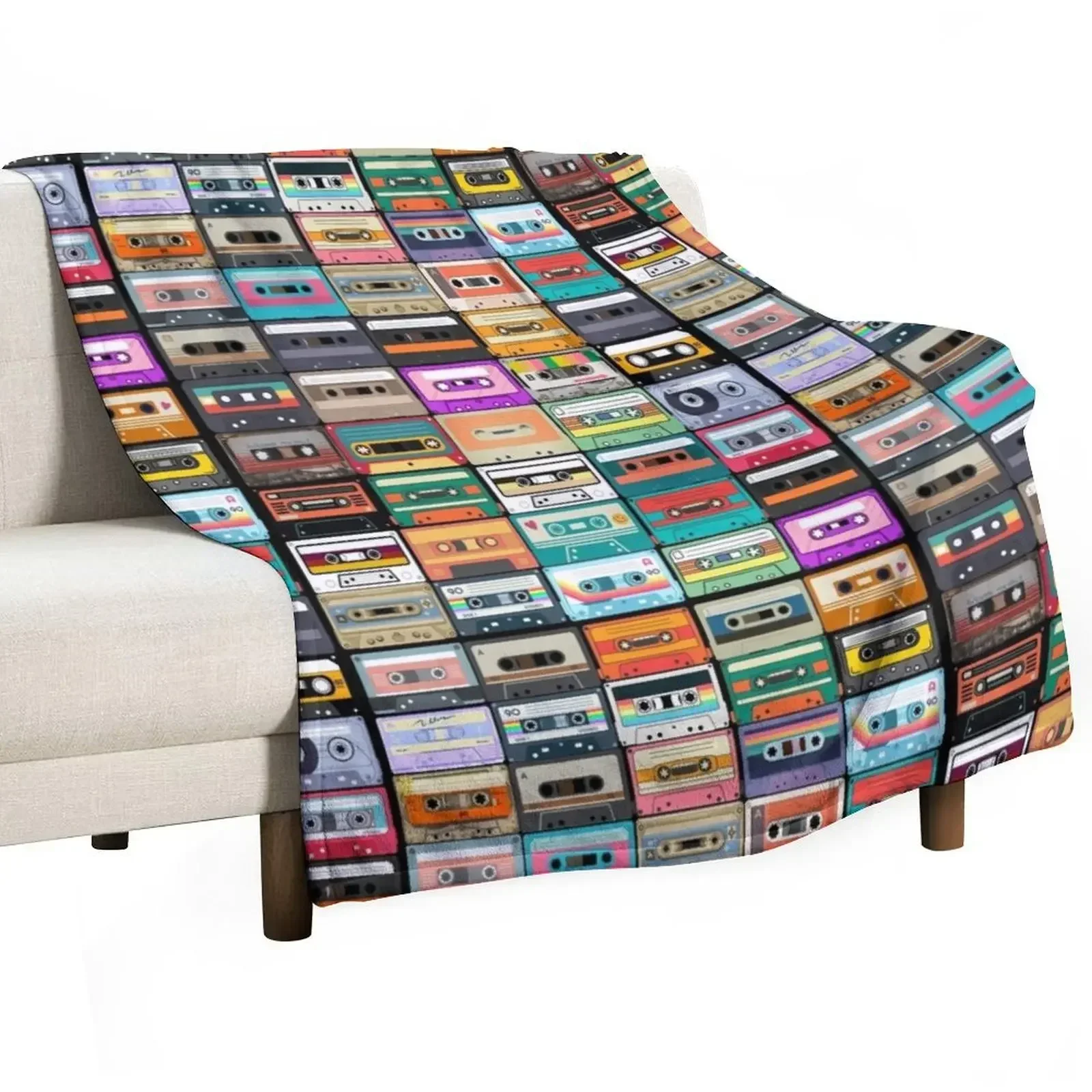 Cassette tape Throw Blanket Hairy Plaid for winter Thermals For Travel Thin Cute Plaid Blankets