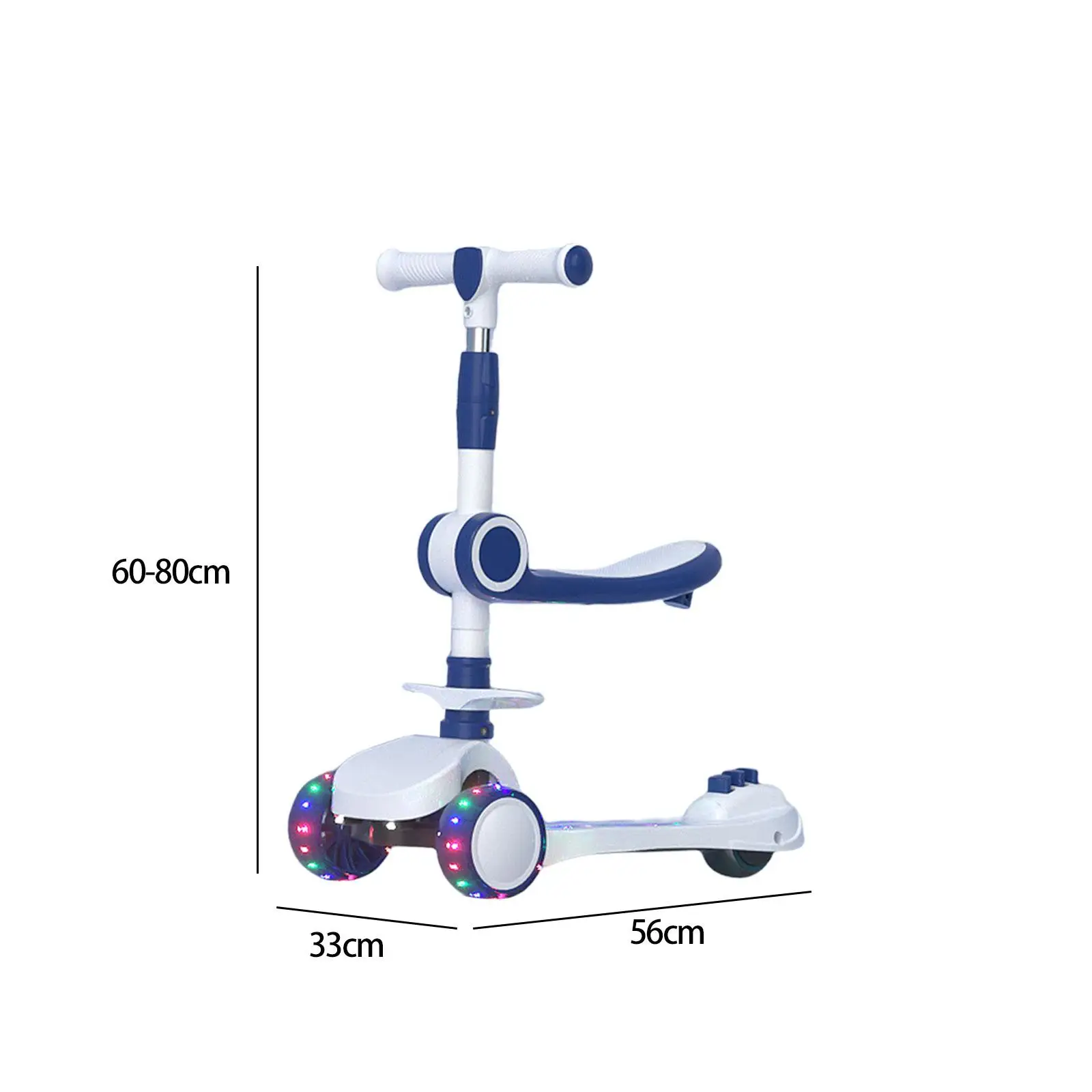 Auto balanceamento Scooter com música luz, dobrável piscando, estável, brinquedos infantis