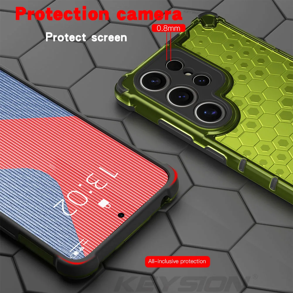 KEYSION Schokbestendig Armor Case voor Samsung S25 Ultra 5G Siliconen + PC Transparante Honingraat Telefoon Achterkant voor Galaxy S25 + Plus 5G