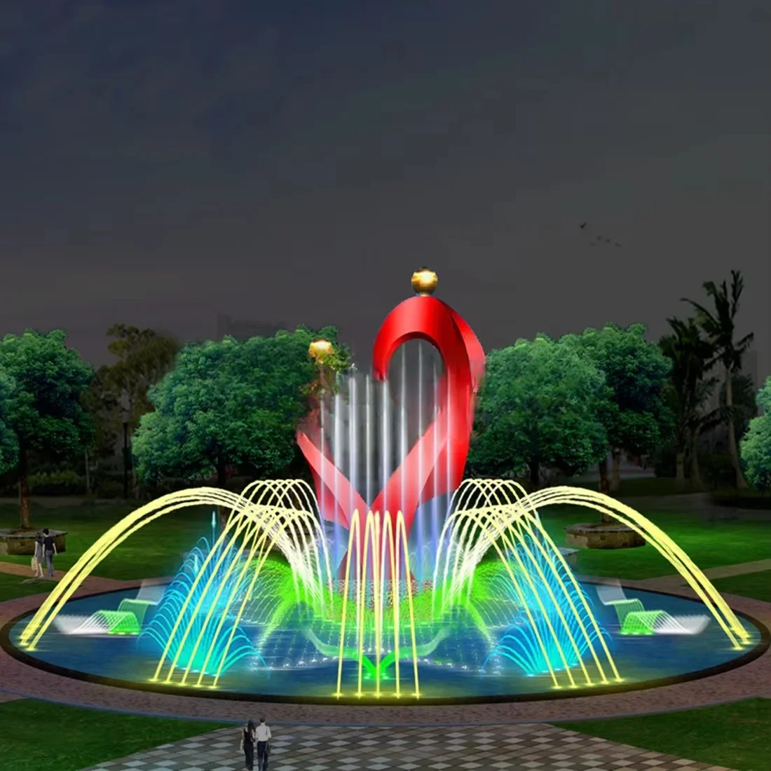 Brunnenlandschaft Trockenspray Musik Quadrat Kombination Design Anpassung