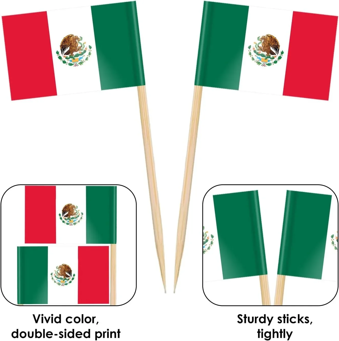 Mexico Toothpick Flag Mexican MX National Small Mini Cocktail Fruit Cupcakes Toppers Food Stick Flags Decorations,100 Pack