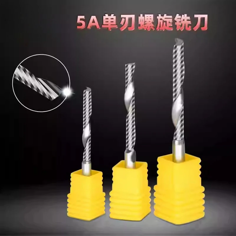 

.175 Single-Edge Spiral Tungsten Steel Milling Cutter, CNC Router Bit for Density Board Engraving Machine