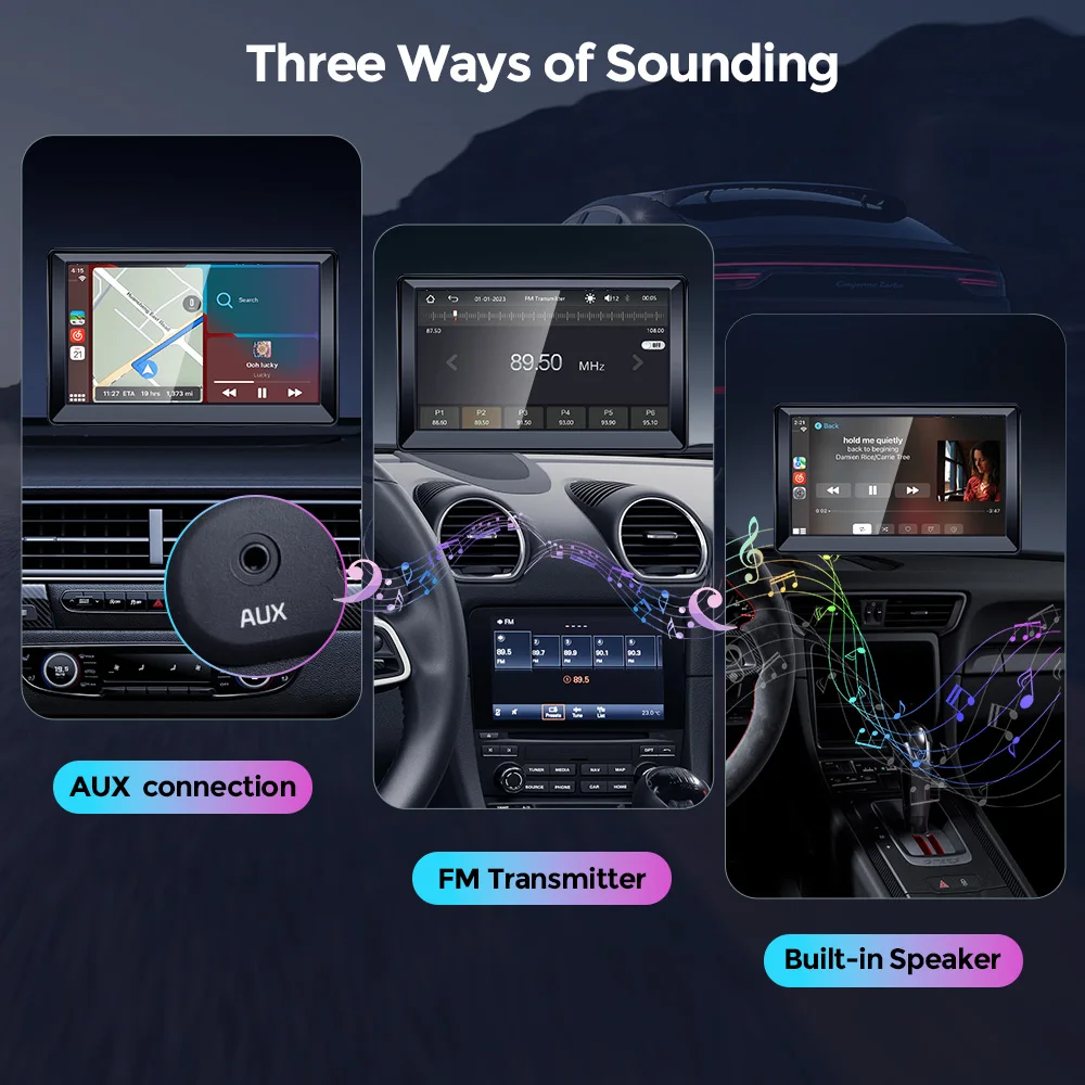 7 "راديو السيارة المحمول العالمي Carplay أندرويد السيارات GPS WIFI BT5.0 AUX FM شاشة تعمل باللمس سيارة مشغل فيديو الوسائط المتعددة