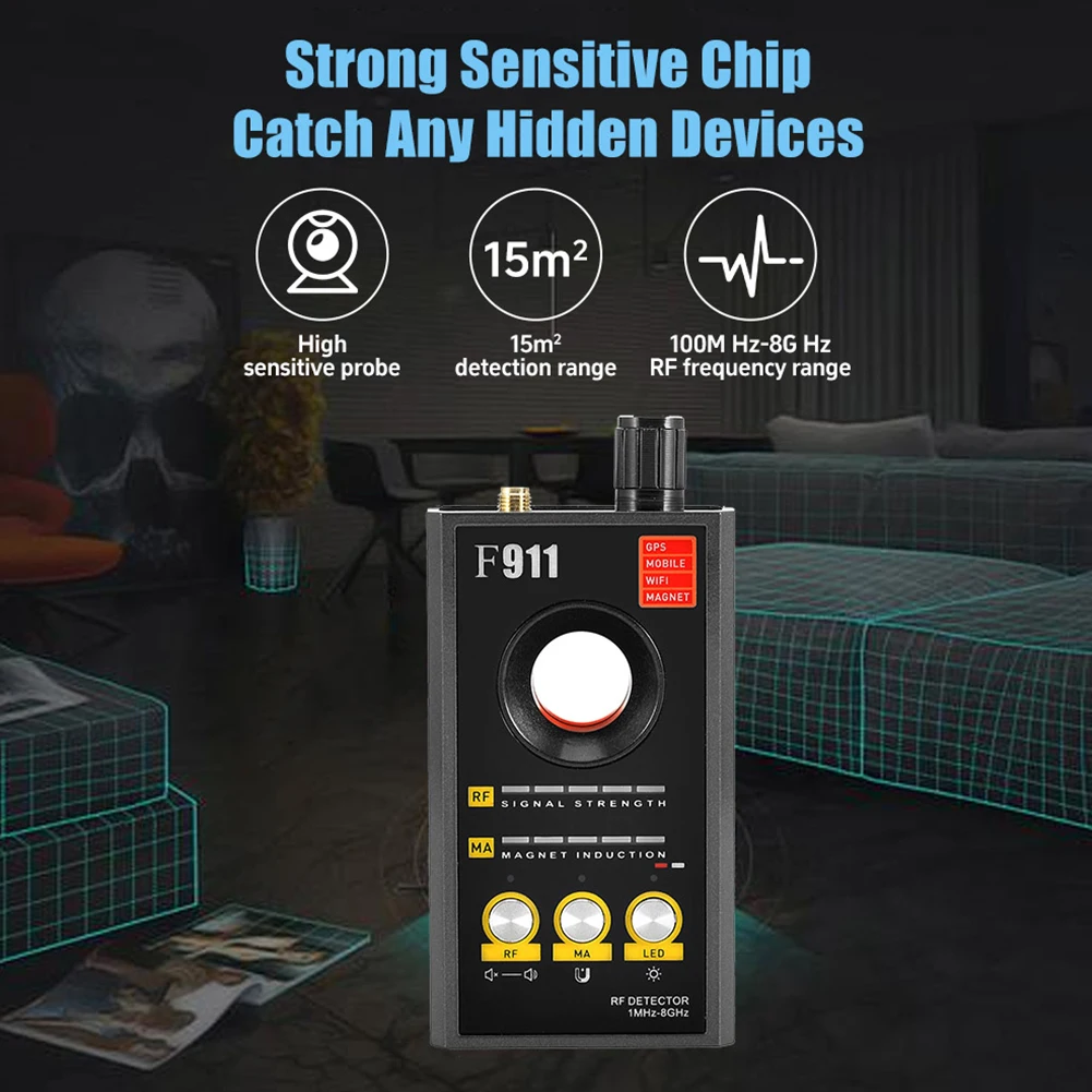Professional Anti Surveillance Device Detector Hidden Camera Finder RF Bug Scanner GPS Tracker Locator  Magnetic Field Detector