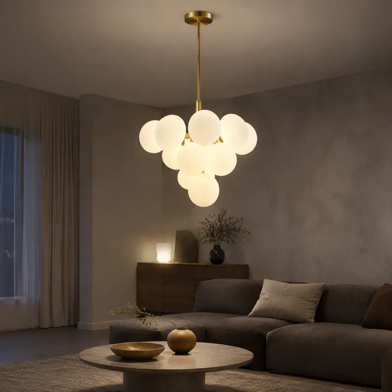 Nordic Frosted Glass Sphere Cluster Minimalist Modern Design Fixture For Living Room Dining Area Decorative Indoor Pendant Lamp