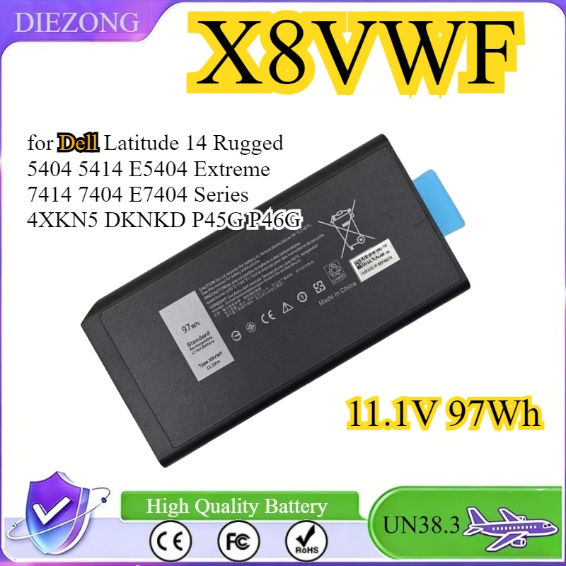 

X8VWF Laptop Battery for Dell Latitude 14 Rugged 5404 5414 E5404 Extreme 7414 7404 E7404 Series 4XKN5 DKNKD P45G P46G 97Wh/65Wh
